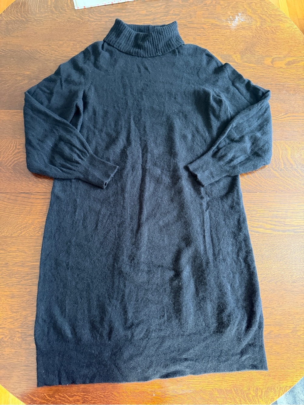 Ann Taylor Black Cashmere Long-Sleeve Turtleneck Sweater Dress